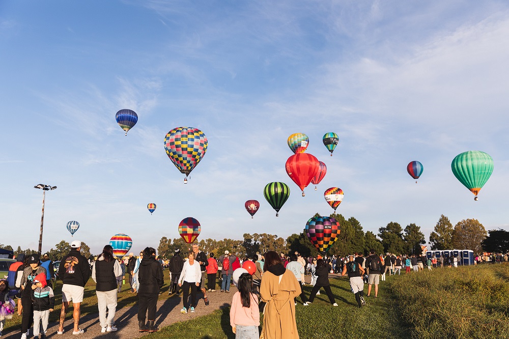 Hot air balloons over Hamilton